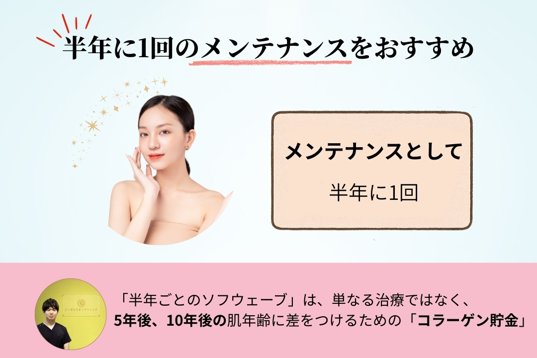 「半年ごとのソフウェーブ」は、単なる治療ではなく、5年後、10年後の肌年齢に差をつけるための「コラーゲン貯金」