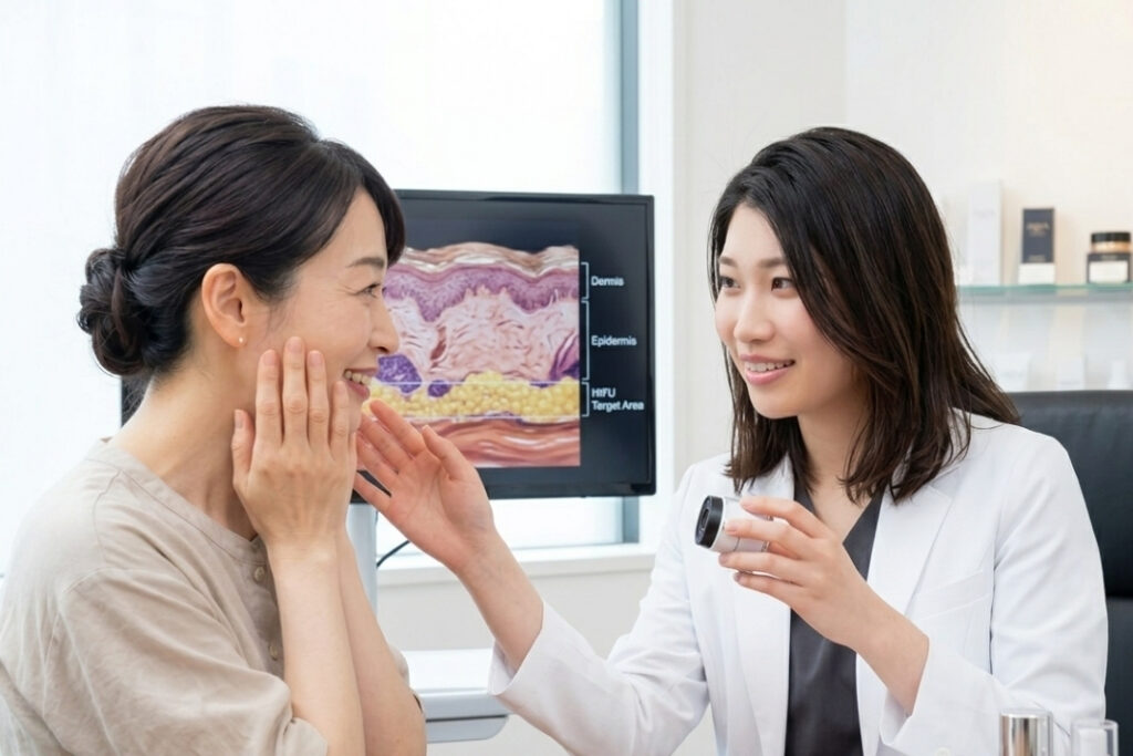 トータルスキンクリニック福岡天神、松田 ゆい(まつだ ゆい)院長がカウンセリングをしている様子のイメージ(トータルスキンクリニック 福岡天神院)